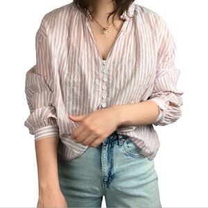 Pilcro and the Letterpress Tavi Button Blouse Striped Anthropology M